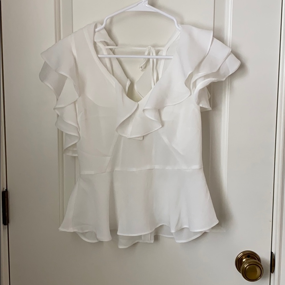 White ruffle top
